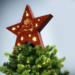 Christmas Tree World Red Battery-Powered Star Tree Topper - Reindeer & Stars Scene - thumbnail 1