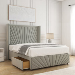 Bsspoke Nola Divan Bed Set Silver Plush With 2 Drawers Footend 54Inch Headboard & Footboard No Mattress In 3Ft 4Ft 5Ft 4Ft6 6Ft - thumbnail 1