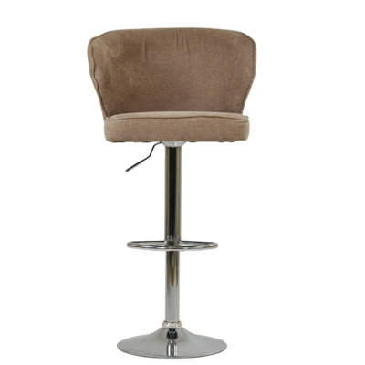 Lakeland Furniture Asham Fawn Brown Fabric Chrome Gas Lift Base Bar Stool - image 1