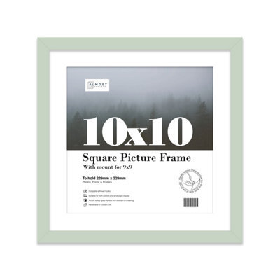 "10X10"" Mint Green Picture Frame - 10X10"" Square Frame With 9X9"" Mount For 10X10""/9X9"" Pictures Moderrn Style Thin Edge, 1 Pack" - image 1