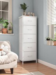 LEDREM Drawer Storage Unit, Chest Of Drawers For Bedroom, Closet, 5 Fabric Drawers, White - thumbnail 6
