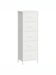LEDREM Drawer Storage Unit, Chest Of Drawers For Bedroom, Closet, 5 Fabric Drawers, White - thumbnail 2
