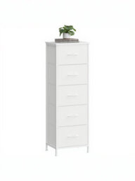 LEDREM Drawer Storage Unit, Chest Of Drawers For Bedroom, Closet, 5 Fabric Drawers, White - thumbnail 3