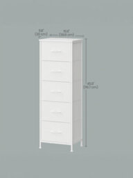LEDREM Drawer Storage Unit, Chest Of Drawers For Bedroom, Closet, 5 Fabric Drawers, White - thumbnail 4
