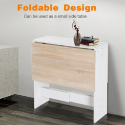 Wyld Haus Elma Veyo Oak And White Drop-Leaf Dining Table - Seats 4 To 6 - Compact Foldable Design - thumbnail 7
