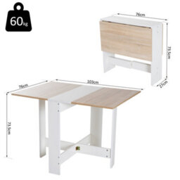 Wyld Haus Elma Veyo Oak And White Drop-Leaf Dining Table - Seats 4 To 6 - Compact Foldable Design - thumbnail 3