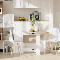 Wyld Haus Elma Veyo Oak And White Drop-Leaf Dining Table - Seats 4 To 6 - Compact Foldable Design - thumbnail 2
