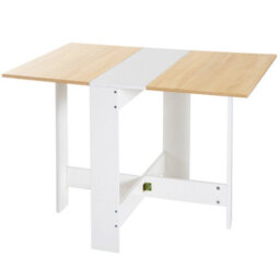 Wyld Haus Elma Veyo Oak And White Drop-Leaf Dining Table - Seats 4 To 6 - Compact Foldable Design - thumbnail 1