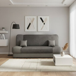 Jonas Living Room Sofa Bed With Click Clack Sleeping Surface Storage Container Wooden Frame Light Grey And Dark Grey - thumbnail 2