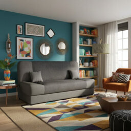 Jonas Living Room Sofa Bed With Click Clack Sleeping Surface Storage Container Wooden Frame Light Grey And Dark Grey - thumbnail 1