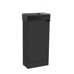 Homestylestore 400mm Black Grey Floorstanding Bathroom Vanity Unit Black Basin And Black Finger Pull Handle - thumbnail 1