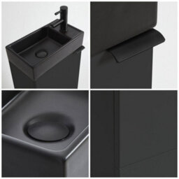 Homestylestore 400mm Black Grey Floorstanding Bathroom Vanity Unit Black Basin And Black Finger Pull Handle - thumbnail 2