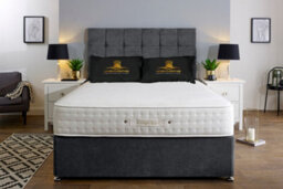 UKBEDFURNITURE Senator Steel Plush  Divan Bed Base With 26 Inch Headboard - No Storage - thumbnail 1