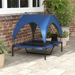 Pawhut Cooling Raised Dog Bed W/ Breathable Mesh, For M, L Dogs - Dark Blue - thumbnail 9