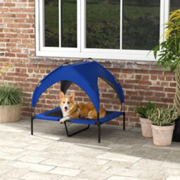 Pawhut Cooling Raised Dog Bed W/ Breathable Mesh, For M, L Dogs - Dark Blue - thumbnail 1