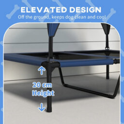 Pawhut Cooling Raised Dog Bed W/ Breathable Mesh, For M, L Dogs - Dark Blue - thumbnail 7