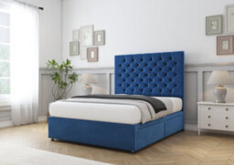 "Comfort Winslow Navy Plush Divan Bed Base 4 Drawers - 26"" Strutted  4'6 Double" - thumbnail 4
