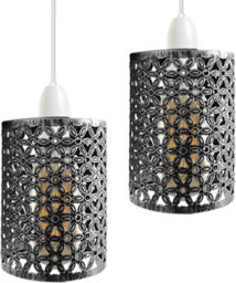 2X Industrial Wire Cage Lampshades Vintage E27 Metal Covers For Pendant Lights, Chandeliers, Floor Lamps & Wall Sconces - thumbnail 1