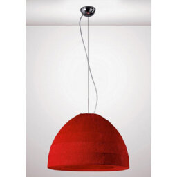 Luminosa Lighting Luminosa Domo Pendant 3 Light E27 Polished Chrome/red Fabric Shade - thumbnail 2