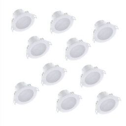 First Choice Lighting Set Of 10 Cct Led Bathroom Downlights - White Ip44 Recessed Downlights - thumbnail 1