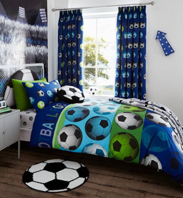 Catherine Lansfield Football Reversible Double Duvet Cover Set With Pillowcases Blue - image 1
