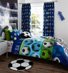 Catherine Lansfield Football Reversible Double Duvet Cover Set With Pillowcases Blue - thumbnail 1