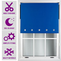 Furnished Made To Measure Blackout Roller Blinds With Round Eyelets - Blue Blind For Home And Office (W)150Cm (L)210Cm - thumbnail 1