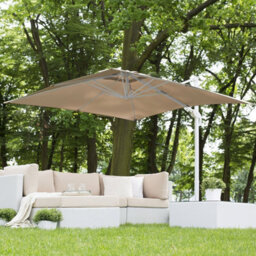 Wyld And Coco 235Cm Cantilever Parasol With Crank, White Steel Pole, Sand Beige Canopy - Square 250 X 250 Cm - thumbnail 2