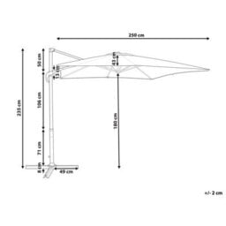 Wyld And Coco 235Cm Cantilever Parasol With Crank, White Steel Pole, Sand Beige Canopy - Square 250 X 250 Cm - thumbnail 4