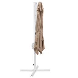 Wyld And Coco 235Cm Cantilever Parasol With Crank, White Steel Pole, Sand Beige Canopy - Square 250 X 250 Cm - thumbnail 7