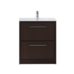Royal Bathrooms Livora 700mm Walnut Woodgrain Floor Standing Bathroom Vanity Unit 2 Storage Cabinet Drawer With Ceramic Basin - thumbnail 5
