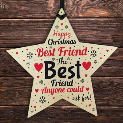 Red Ocean Christmas Gift For Best Friend Wooden Star Christmas Tree Bauble - image 1