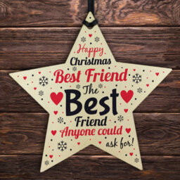 Red Ocean Christmas Gift For Best Friend Wooden Star Christmas Tree Bauble - thumbnail 1