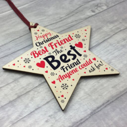 Red Ocean Christmas Gift For Best Friend Wooden Star Christmas Tree Bauble - thumbnail 3