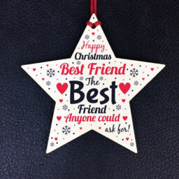 Red Ocean Christmas Gift For Best Friend Wooden Star Christmas Tree Bauble - thumbnail 2