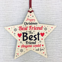 Red Ocean Christmas Gift For Best Friend Wooden Star Christmas Tree Bauble - thumbnail 5
