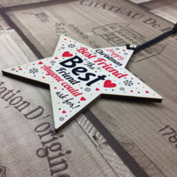 Red Ocean Christmas Gift For Best Friend Wooden Star Christmas Tree Bauble - thumbnail 4