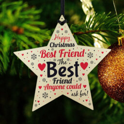 Red Ocean Christmas Gift For Best Friend Wooden Star Christmas Tree Bauble - thumbnail 6