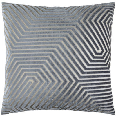 Paoletti Evoke Cut Velvet Polyester Filled Cushion, Charcoal, 55 X 55Cm - image 1
