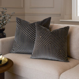 Paoletti Evoke Cut Velvet Polyester Filled Cushion, Charcoal, 55 X 55Cm - thumbnail 6