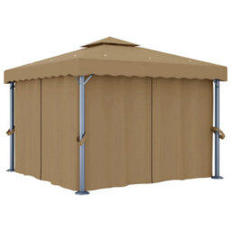 Berkfield Stylish Gazebo With Curtain 3X3 M Taupe Aluminium - thumbnail 2