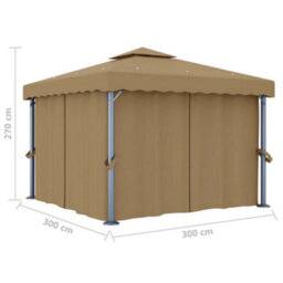 Berkfield Stylish Gazebo With Curtain 3X3 M Taupe Aluminium - thumbnail 6
