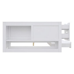 Abrihome White Multifunctional Children's Daybed With Storage Drawers & Shelves - 4Ft6 Small Double - Includes Bedside Table, No Mattress - thumbnail 9