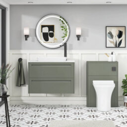 Royal Bathrooms Royal Bathroom Elmore 800mm Matt Green Wall Mounted Countertop Bathroom Vanity Unit 2 Drawer With Qubix Basin - thumbnail 5