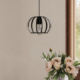 Living And Home 1 Pack Black Iron Cage Metal Pendant Light,lantern Hanging Light Fixtures, E27 Lamp Holder, Bulb Not Included - thumbnail 2