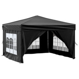 Walplus Folding Party Tent Garden Gazebo Canopy With Sidewalls Black 3X3 M - thumbnail 3