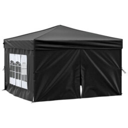Walplus Folding Party Tent Garden Gazebo Canopy With Sidewalls Black 3X3 M - thumbnail 2