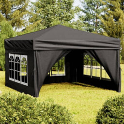 Walplus Folding Party Tent Garden Gazebo Canopy With Sidewalls Black 3X3 M - thumbnail 1