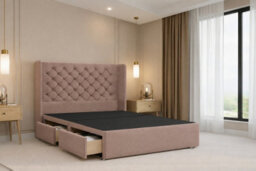 "Nexus Windsor Plush Divan, Mink, 54"" Winged Hb, 2 Drawers Foot-End, Open Coil Mattress, Double" - thumbnail 4