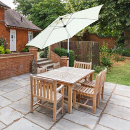 Glamhaus Tilting Garden Parasol Table Umbrella 2.7M With Crank Handle, Uv40 Protection, Includes Protection Cover - Cream - thumbnail 5